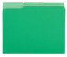 A Picture of product UNV-12302 Universal® Interior File Folders 1/3-Cut Tabs: Assorted, Letter Size, 11-pt Stock, Green, 100/Box