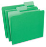 A Picture of product UNV-12302 Universal® Interior File Folders 1/3-Cut Tabs: Assorted, Letter Size, 11-pt Stock, Green, 100/Box