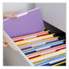 A Picture of product UNV-12305 Universal® Interior File Folders 1/3-Cut Tabs: Assorted, Letter Size, 11-pt Stock, Violet, 100/Box