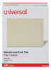 A Picture of product UNV-13300 Universal® Deluxe Reinforced End Tab Folders 9" High Front, Straight Tabs, Letter Size, 0.75" Expansion, Manila, 100/Box