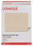 A Picture of product UNV-13330 Universal® Deluxe Reinforced End Tab Folders Straight Tabs, Letter Size, 0.75" Expansion, Manila, 100/Box