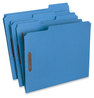 A Picture of product UNV-13521 Universal® Deluxe Reinforced Top Tab Fastener Folders 0.75" Expansion, 2 Fasteners, Letter Size, Blue Exterior, 50/Box