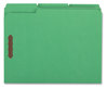 A Picture of product UNV-13522 Universal® Deluxe Reinforced Top Tab Fastener Folders 0.75" Expansion, 2 Fasteners, Letter Size, Green Exterior, 50/Box