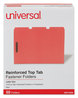 A Picture of product UNV-13523 Universal® Deluxe Reinforced Top Tab Fastener Folders 0.75" Expansion, 2 Fasteners, Letter Size, Red Exterior, 50/Box