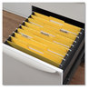 A Picture of product UNV-13524 Universal® Deluxe Reinforced Top Tab Fastener Folders 0.75" Expansion, 2 Fasteners, Letter Size, Yellow Exterior, 50/Box