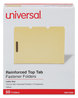 A Picture of product UNV-13524 Universal® Deluxe Reinforced Top Tab Fastener Folders 0.75" Expansion, 2 Fasteners, Letter Size, Yellow Exterior, 50/Box