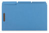 A Picture of product UNV-13525 Universal® Deluxe Reinforced Top Tab Fastener Folders 0.75" Expansion, 2 Fasteners, Legal Size, Blue Exterior, 50/Box