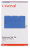 A Picture of product UNV-13525 Universal® Deluxe Reinforced Top Tab Fastener Folders 0.75" Expansion, 2 Fasteners, Legal Size, Blue Exterior, 50/Box