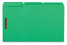 A Picture of product UNV-13526 Universal® Deluxe Reinforced Top Tab Fastener Folders 0.75" Expansion, 2 Fasteners, Legal Size, Green Exterior, 50/Box