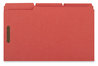 A Picture of product UNV-13527 Universal® Deluxe Reinforced Top Tab Fastener Folders 0.75" Expansion, 2 Fasteners, Legal Size, Red Exterior, 50/Box