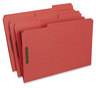 A Picture of product UNV-13527 Universal® Deluxe Reinforced Top Tab Fastener Folders 0.75" Expansion, 2 Fasteners, Legal Size, Red Exterior, 50/Box