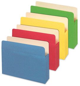 Universal® Redrope Expanding File Pockets 3.5" Expansion, Letter Size, Assorted Colors, 5/Box