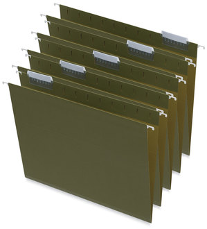 Universal® Box Bottom Hanging File Folders 1" Capacity, Letter Size, 1/5-Cut Tabs, Standard Green, 25/Box