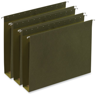 Universal® Box Bottom Hanging File Folders 2" Capacity, Letter Size, 1/5-Cut Tabs, Standard Green, 25/Box