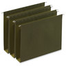 A Picture of product UNV-14142 Universal® Box Bottom Hanging File Folders 2" Capacity, Letter Size, 1/5-Cut Tabs, Standard Green, 25/Box