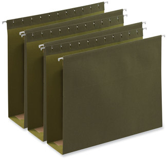 Universal® Box Bottom Hanging File Folders 3" Capacity, Letter Size, 1/5-Cut Tabs, Standard Green, 25/Box