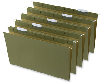 Universal® Box Bottom Hanging File Folders 1" Capacity, Legal Size, 1/5-Cut Tabs, Standard Green, 25/Box