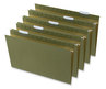 A Picture of product UNV-14151 Universal® Box Bottom Hanging File Folders 1" Capacity, Legal Size, 1/5-Cut Tabs, Standard Green, 25/Box