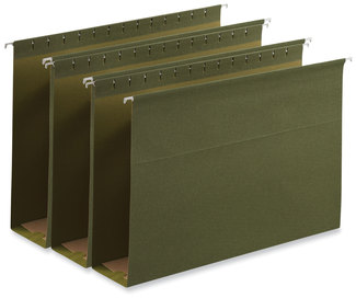 Universal® Box Bottom Hanging File Folders 3" Capacity, Legal Size, 1/5-Cut Tabs, Standard Green, 25/Box