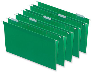 Universal® Deluxe Bright Color Hanging File Folders Legal Size, 1/5-Cut Tabs, Green, 25/Box