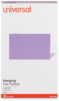 Universal® Deluxe Bright Color Hanging File Folders Legal Size, 1/5-Cut Tabs, Violet, 25/Box