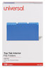 A Picture of product UNV-15301 Universal® Interior File Folders 1/3-Cut Tabs: Assorted, Legal Size, 11-pt Stock, Blue, 100/Box