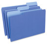 A Picture of product UNV-15301 Universal® Interior File Folders 1/3-Cut Tabs: Assorted, Legal Size, 11-pt Stock, Blue, 100/Box