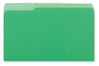 A Picture of product UNV-15302 Universal® Interior File Folders 1/3-Cut Tabs: Assorted, Legal Size, 11-pt Stock, Green, 100/Box