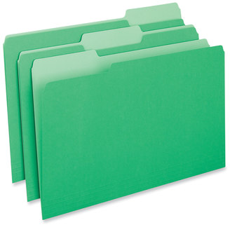 Universal® Interior File Folders 1/3-Cut Tabs: Assorted, Legal Size, 11-pt Stock, Green, 100/Box