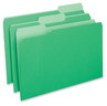 A Picture of product UNV-15302 Universal® Interior File Folders 1/3-Cut Tabs: Assorted, Legal Size, 11-pt Stock, Green, 100/Box