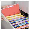 A Picture of product UNV-15303 Universal® Interior File Folders 1/3-Cut Tabs: Assorted, Legal Size, 11-pt Stock, Red, 100/Box