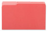 A Picture of product UNV-15303 Universal® Interior File Folders 1/3-Cut Tabs: Assorted, Legal Size, 11-pt Stock, Red, 100/Box