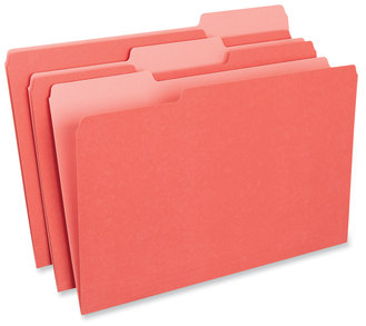 Universal® Interior File Folders 1/3-Cut Tabs: Assorted, Legal Size, 11-pt Stock, Red, 100/Box