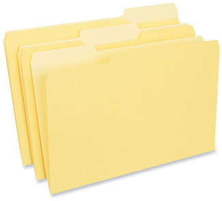 Universal® Interior File Folders 1/3-Cut Tabs: Assorted, Legal Size, 11-pt Stock, Yellow, 100/Box