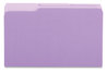 A Picture of product UNV-15305 Universal® Interior File Folders 1/3-Cut Tabs: Assorted, Legal Size, 11-pt Stock, Violet, 100/Box