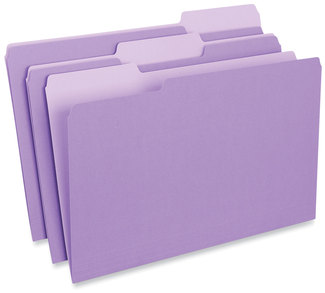 Universal® Interior File Folders 1/3-Cut Tabs: Assorted, Legal Size, 11-pt Stock, Violet, 100/Box