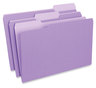 A Picture of product UNV-15305 Universal® Interior File Folders 1/3-Cut Tabs: Assorted, Legal Size, 11-pt Stock, Violet, 100/Box