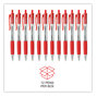 A Picture of product UNV-15532 Universal™ Comfort Grip® Clear Barrel Retractable Ballpoint Pen Medium 1 mm, Red Ink, Clear/Red Dozen