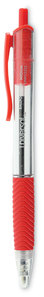 Universal™ Comfort Grip® Clear Barrel Retractable Ballpoint Pen Medium 1 mm, Red Ink, Clear/Red Dozen