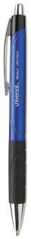 Universal™ Comfort Grip® Retractable Ballpoint Pen Medium 1 mm, Blue Ink, Blue/Black Barrel, Dozen
