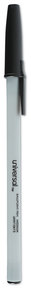 Universal™ Ballpoint Stick Pen Value Pack, Medium 1 mm, Black Ink, Gray/Black Barrel, 60/Pack
