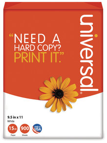 Universal® Printout Paper 4-Part, 15 lb Bond Weight, 9.5 x 11, White, 900/Carton