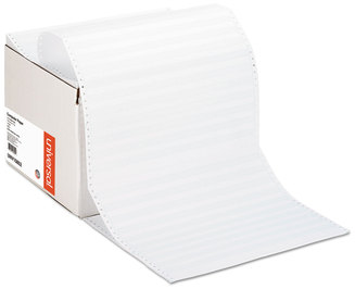 Universal® Printout Paper 1-Part, 20 lb Bond Weight, 14.88 x 11, White/Green Bar, 2,400/Carton