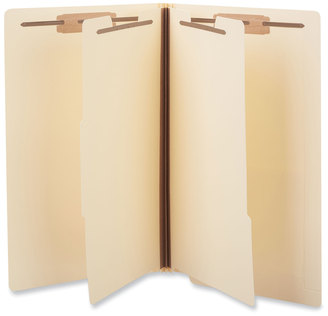 Universal® Six-Section Manila End Tab Classification Folders 2" Expansion, 2 Dividers, 6 Fasteners, Legal Size, Exterior, 10/Box