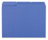 A Picture of product UNV-16161 Universal® Reinforced Top-Tab File Folders 1/3-Cut Tabs: Assorted, Letter Size, 1" Expansion, Blue, 100/Box