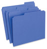 A Picture of product UNV-16161 Universal® Reinforced Top-Tab File Folders 1/3-Cut Tabs: Assorted, Letter Size, 1" Expansion, Blue, 100/Box