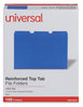 A Picture of product UNV-16161 Universal® Reinforced Top-Tab File Folders 1/3-Cut Tabs: Assorted, Letter Size, 1" Expansion, Blue, 100/Box