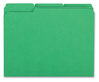 A Picture of product UNV-16162 Universal® Reinforced Top-Tab File Folders 1/3-Cut Tabs: Assorted, Letter Size, 1" Expansion, Green, 100/Box