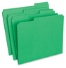 A Picture of product UNV-16162 Universal® Reinforced Top-Tab File Folders 1/3-Cut Tabs: Assorted, Letter Size, 1" Expansion, Green, 100/Box