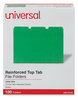 A Picture of product UNV-16162 Universal® Reinforced Top-Tab File Folders 1/3-Cut Tabs: Assorted, Letter Size, 1" Expansion, Green, 100/Box